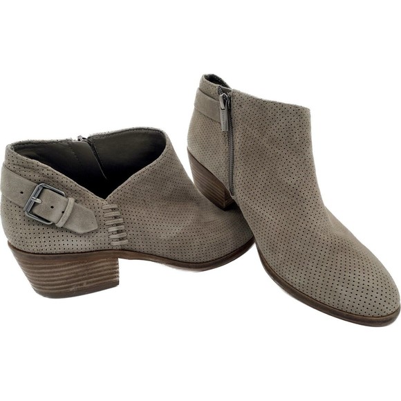 Vince Camuto Suede Booties with Buckle Detail - Parveen Gray Stone 8 M - Picture 2 of 5